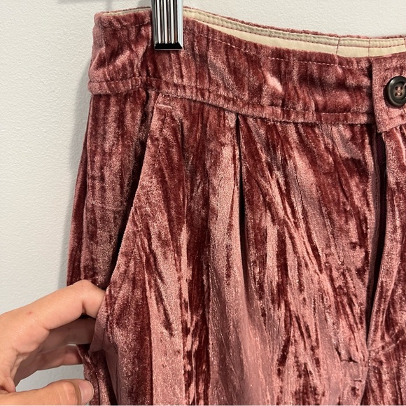 FREE PEOPLE Velvet Wide-Leg Bohemian Pants in Mauve | Women’s 6 - Picture 3 of 13